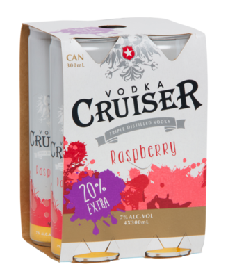 Vodka Cruiser Raspberry 300ml 4pk Cans