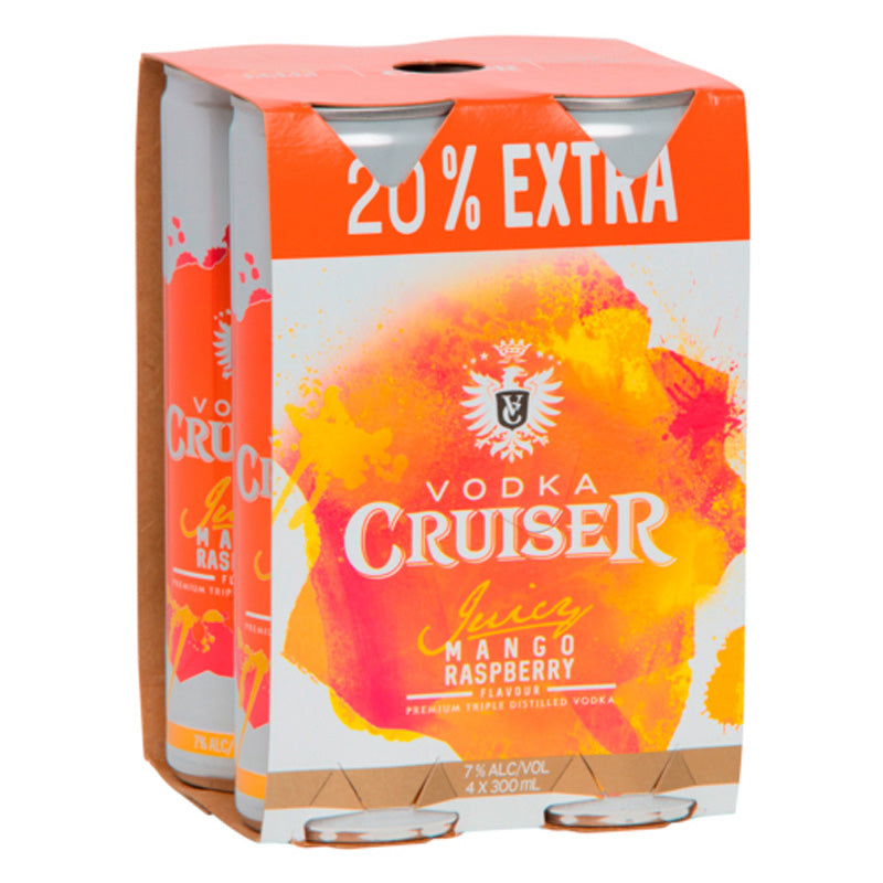 Vodka Cruiser Juicy Mango Raspberry 300ml 4pk Cans