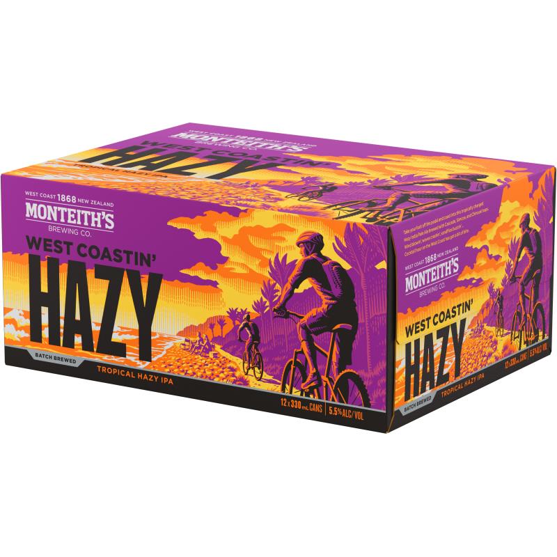 Monteith's Batch Brewed West Coastin' Hazy IPA Cans 12x330ml