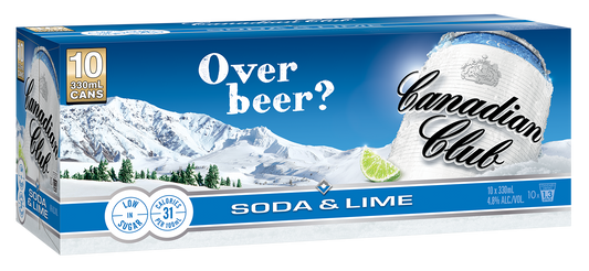 Canadian Club Soda & Lime 4.8% Cans 10x330ml