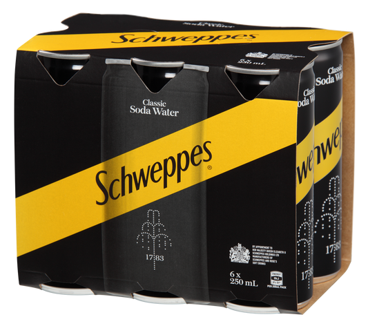 Schweppes Soda Water 6 Pack 250ml Cans